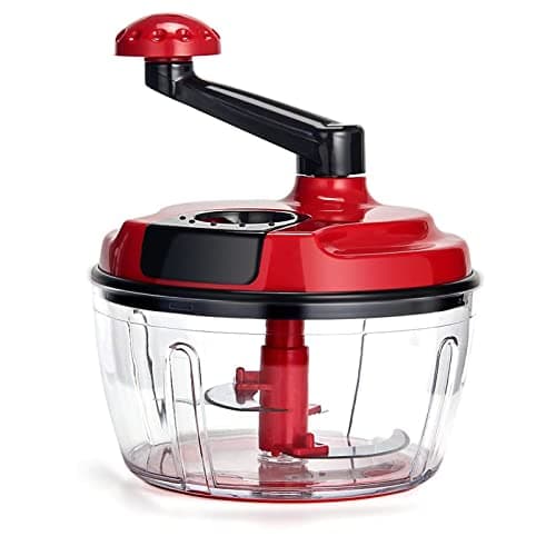 Multi-Functional Manual Food Processor,8 Cup Hand-powered Crank Chopper,Mincer Blender with Clear Container,for Vegetables Meat Fruits Nuts Herbs Onions