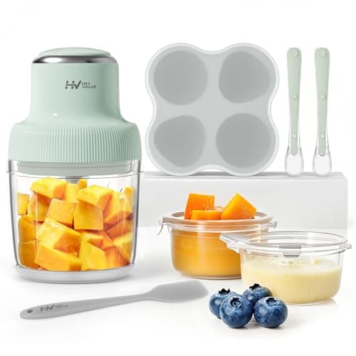 HEYVALUE Baby Food Maker, 13-in-1 Baby Food Puree Blender, Fruit, Vegatable, Meat, with Food Containers, Baby Food Processor Freezer Tray, Silicone Spoons, Silicone Spatula(Light Green)