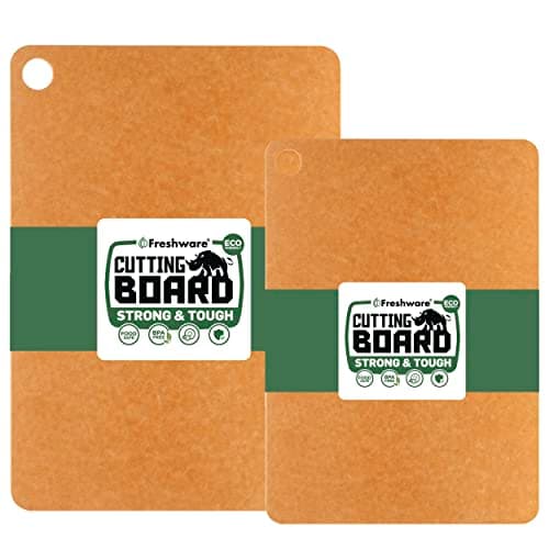 Freshware Wood Cutting Boards for Kitchen, Dishwasher Safe, Medium 12" x 9" and Large, 15" x 11.25", Set of 2, Natural