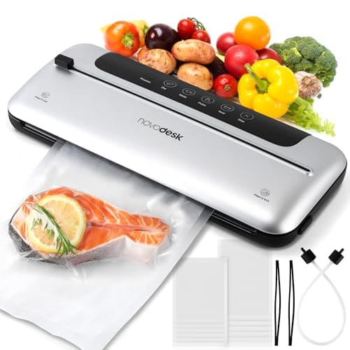 75KPa 6-in-1 Automatic Vacuum Sealer Machine | Digital Food Saver with Pulse Function | Dry & Moist Food Modes | Includes 12 Vacuum Bags, External Sliding Blade & External VAC for Jars/Containers