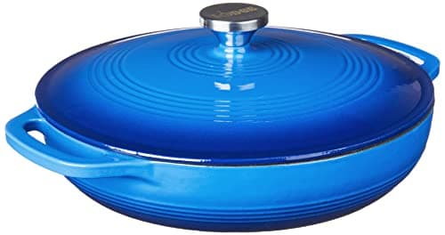 Lodge 3.6 Quart Enameled Cast Iron Oval Casserole With Lid – Dual Handles – Oven Safe up to 500° F or on Stovetop - Caribbean Blue