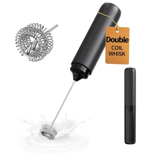 CIRCLE JOY Rechargeable Milk Frother Handheld, Dual Coil Whisk Head Electric Coffee Frother
