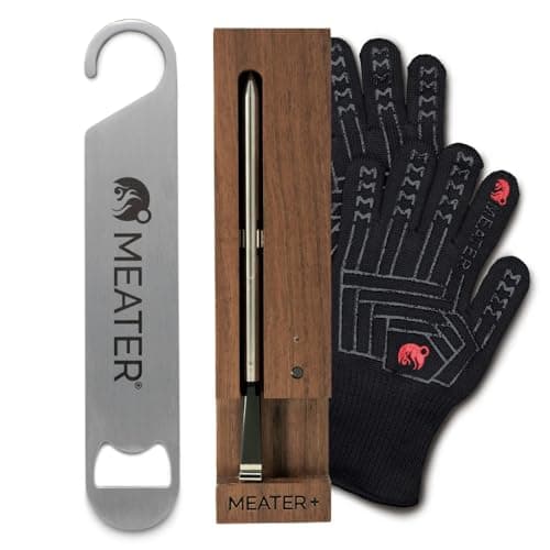 MEATER Plus Bundle: Smart Digital Wireless Meat Thermometer with Heat-Resistant BBQ Mitts & Bar Blade Opener | Grilling, Smoking, Roasting, Baking, & BBQ | Limited Edition Brown Sugar Color