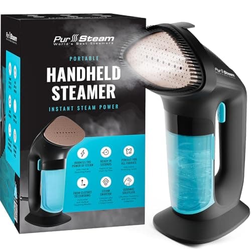 PurSteam SteamPulse Pro Handheld Steamer for Clothes, Portable Handheld Fabric and Garment Travel Steamer Iron Press Wrinkle Remover with Fabric Brush