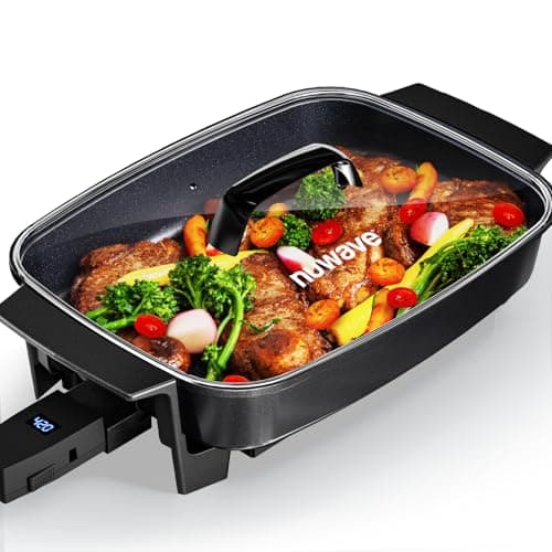 Nuwave Medley XL Digital Electric Skillet, Family Size Griddle w/Glass Lid, 2025 New & Improved Precision Heating, 100°-425°F, PFAS Free G11 Nonstick Ceramic Coating, Portable Hot Plate, 7qt Capacity