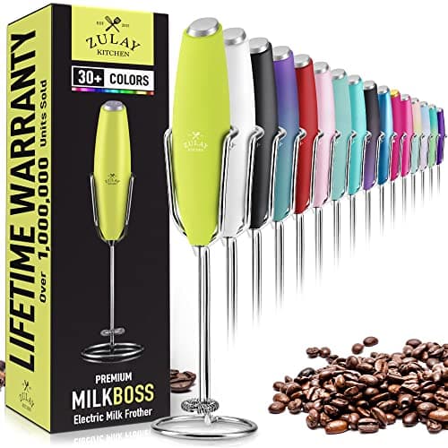 Zulay Kitchen Milk Frother Wand – High-Speed Handheld Frother with Upgraded Stand