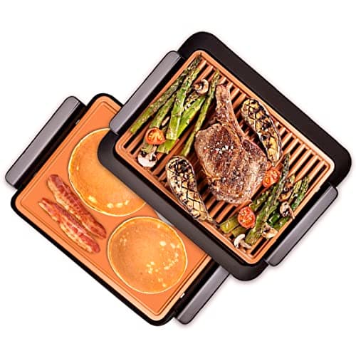Gotham Steel Smokeless Indoor Grill with Ceramic Coating & Adjustable Heating, Electric Removable Grill/Griddle Plate, Nonstick, Healthy & Toxin Free