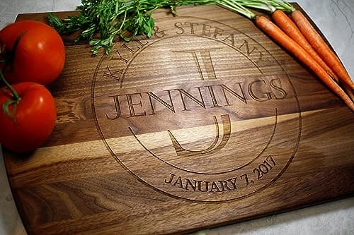 Blue Ridge Mountain Gifts Personalized Wood Cutting Board Laser Engraved Anniversary or Wedding Gift Custom Charcuterie Board Personalized Mother's Day Gift