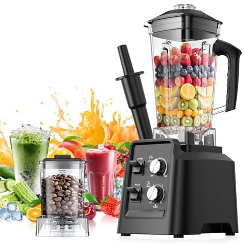 Blender, 68Oz. Countertop Blenders with 20Oz. Grinder, 28000 RPM Kitchen Blender for Smoothies, Ice Crushing, Frozen Fruits, Self-Cleaning, Speed Adjustable. Black
