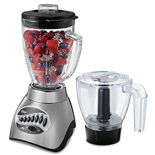 Oster Classic Series 16-Speed Blender with Food Chopper & 5-Cup Glass Jar, Brushed Nickel