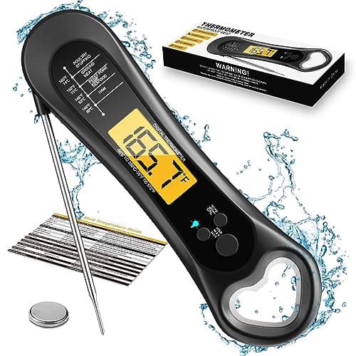 Digital Meat Thermometer for Cooking, Biison Wireless Instant Read Meat Thermometer Waterproof, Backlight, Ultra-Fast Accurate and 180° Folding Probe Kitchen Thermometer for Turkish/Grill