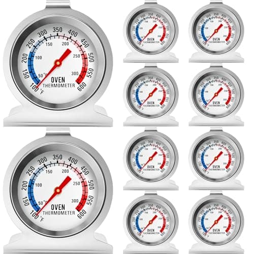 10 Pack Oven Thermometer 50-300°C/100-600°F Stainless Steel Oven Thermometers with Large Dial, Oven Temperature Gauge for BBQ Cooking Baking Grill Smoker