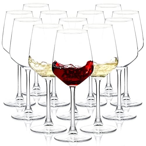 Wine Glasses Set of 12, 12oz Clear Red/White Wine Cup, Long Stem Wine Glasses for Party, Wedding and Home